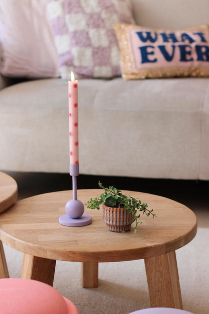 LED Pillar Candle Smiley Pink - Set of 2
