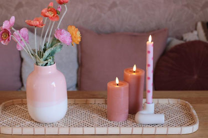 LED Pillar Candle Smiley Pink - Set of 2