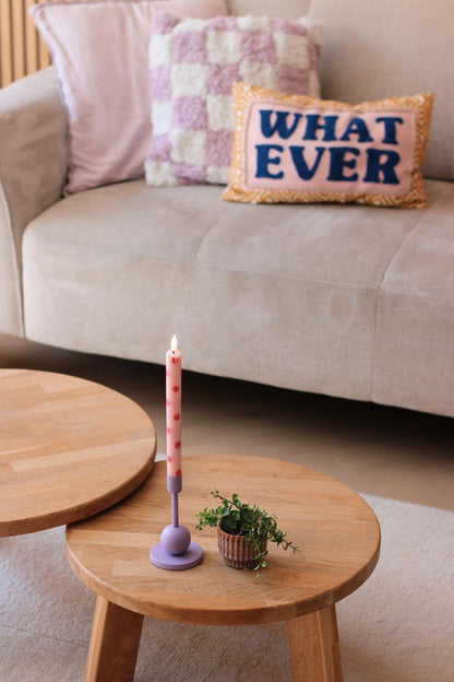 LED Pillar Candle Smiley Pink - Set of 2