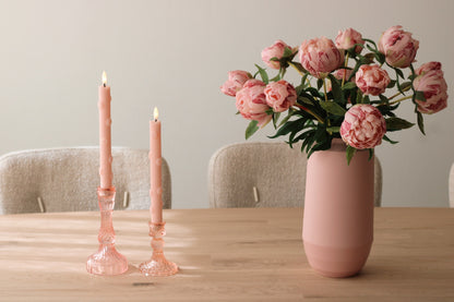 LED Pillar Candle 3D Floral Pink RC - Set of 2