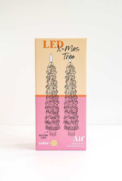 LED X-Mas Tree Candle Gold RC - 2er Set (Edition 2025)