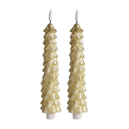 LED X-Mas Tree Candle Gold RC - 2er Set (Edition 2025)
