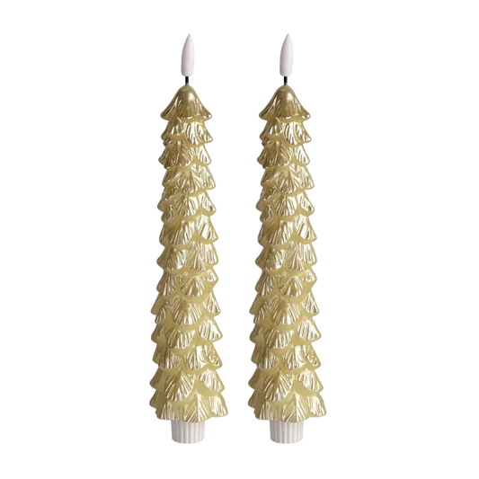 LED X-Mas Tree Candle Gold RC - Set of 2  (editie 2025)