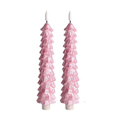 LED Weihnachtsbaumkerze Rosa RC - 2er-Set (Edition 2025)