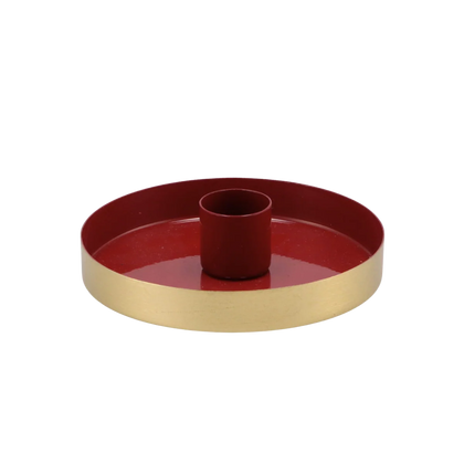 Candlestick Golden Circle Red - 10 cm
