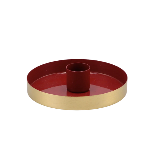 Candlestick Golden Circle Red - 10 cm