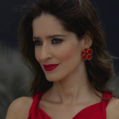 Flor Batres Coral Red Earrings