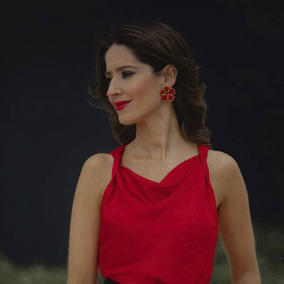 Flor Batres Coral Red Earrings